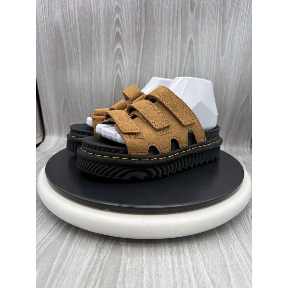 Dr. Martens Raine Womens Size 6 Tan Suede Platform Slide Slip On Sandals Shoes